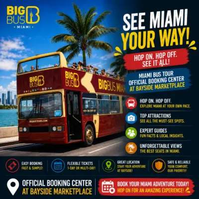 Miami Bus Tour: Official Booking Center at Bayside Marketplace