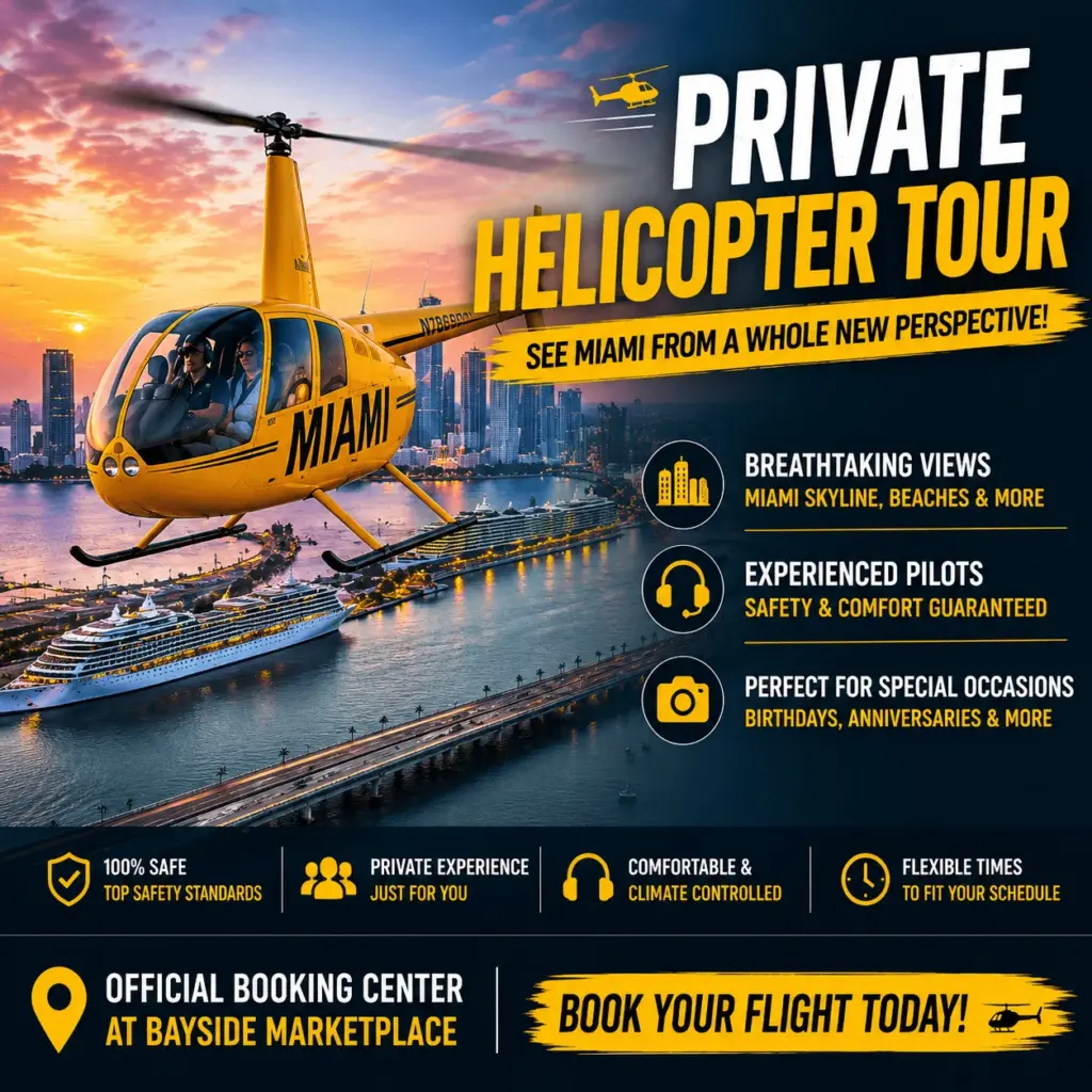 Private Helicopter Tour Miami: Official Booking Center at Bayside Marketplace