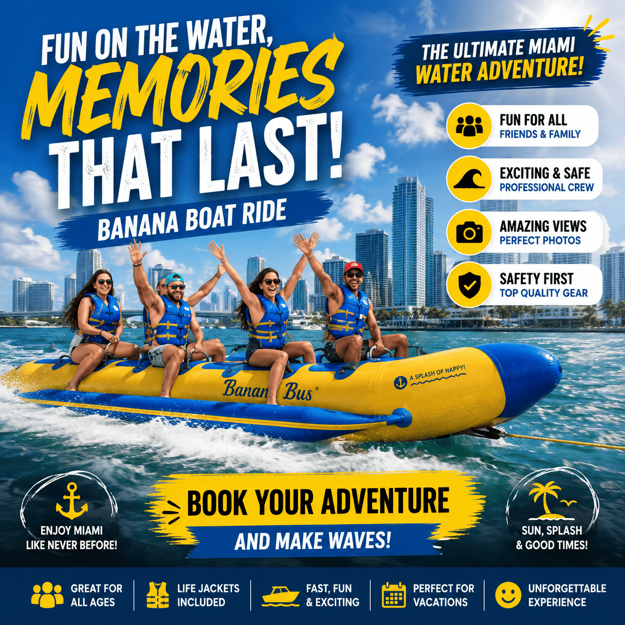 Banana Boat Ride in Miami: Official Booking Center at Bayside Marketplace